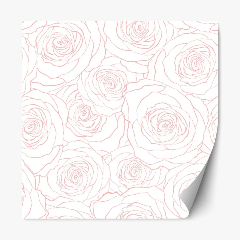 Pegatina reposicionable diseño floral de rosas en contorno rosa