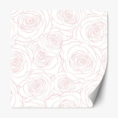 Pegatina reposicionable diseño floral de rosas en contorno rosa – Pixers®