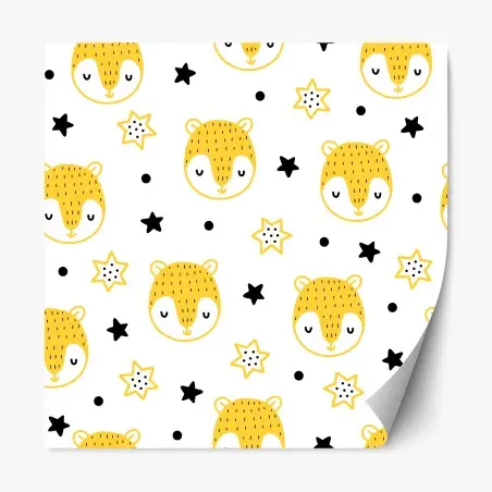 Pegatina reposicionable patrón de ositos amarillos y estrellas para habitación infantil – Pixers®