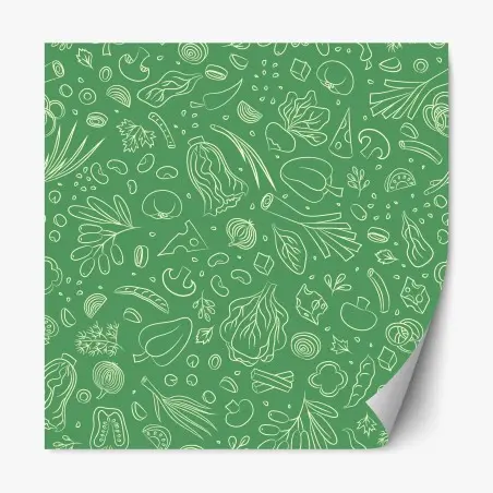 Pegatina reposicionable diseño de verduras ilustradas sobre fondo verde – Pixers®