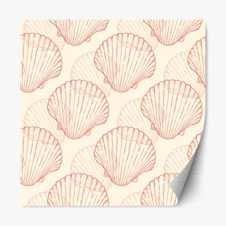 Pegatina reposicionable patrón de conchas marinas en tonos coral – Pixers®
