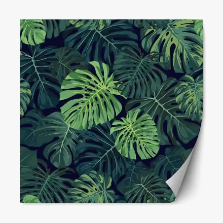 Pegatina reposicionable patrón tropical de hojas de monstera en tonos verdes – Pixers®
