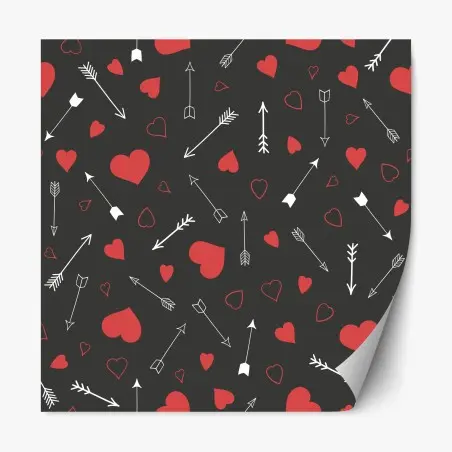 Pegatina reposicionable patrón romántico de corazones y flechas – Pixers®