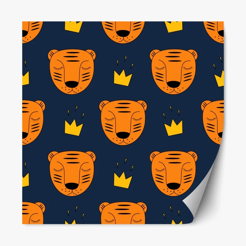 Pegatina reposicionable patrón de tigres coronados para decoración infantil