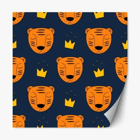 Pegatina reposicionable patrón de tigres coronados para decoración infantil – Pixers®