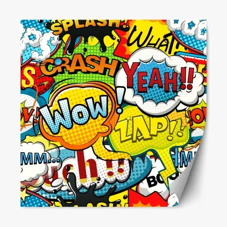Pegatina reposicionable arte pop de cómic lleno de onomatopeyas – Pixers®