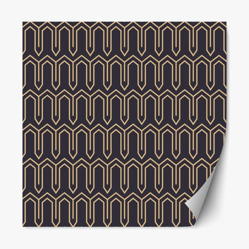 Pegatina reposicionable patrón geométrico art déco en negro y dorado