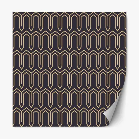 Pegatina reposicionable patrón geométrico art déco en negro y dorado – Pixers®