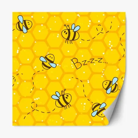 Pegatina reposicionable patrón alegre de abejas y panal – Pixers®