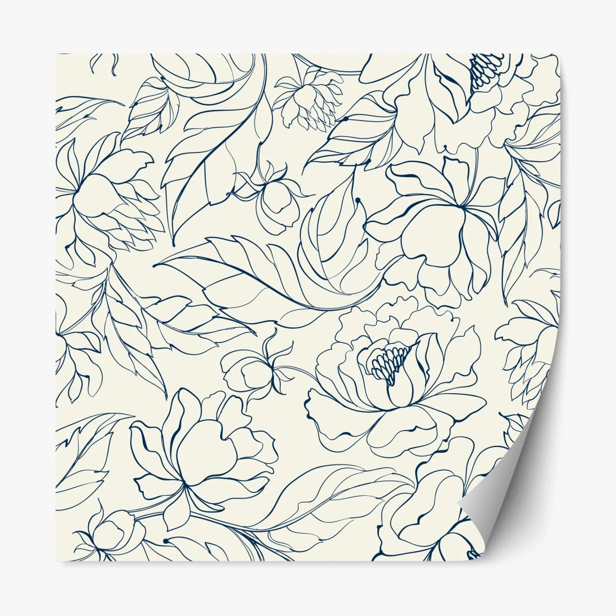 Pegatina reposicionable motivo floral en líneas azul marino sobre fondo crema – Pixers® Pegatina reposicionable motivo floral en líneas azul marino sobre fondo crema – Pixers®