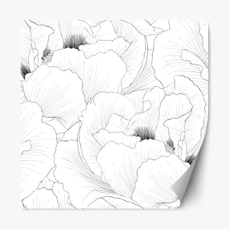Pegatina reposicionable diseño botánico en contorno blanco y negro – Pixers®