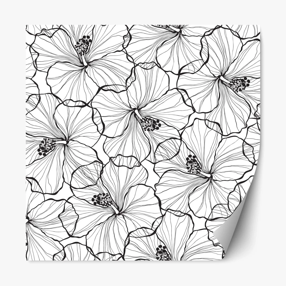 Pegatina reposicionable patrón botánico de hibiscos en blanco y negro – Pixers® Pegatina reposicionable patrón botánico de hibiscos en blanco y negro – Pixers®