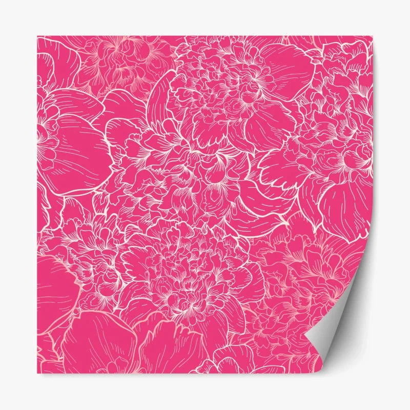 Pegatina reposicionable estampado floral rosa vibrante
