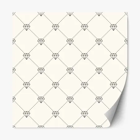 Pegatina reposicionable patrón geométrico de diamantes minimalistas sobre fondo beige – Pixers®