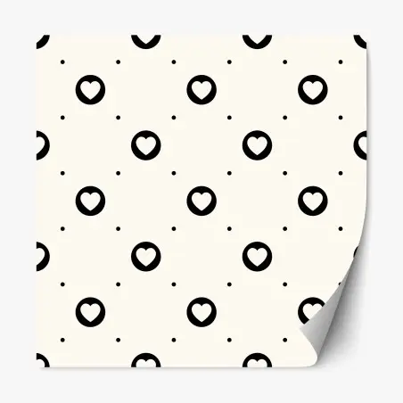 Pegatina reposicionable patrón de corazones minimalistas en blanco y negro – Pixers®