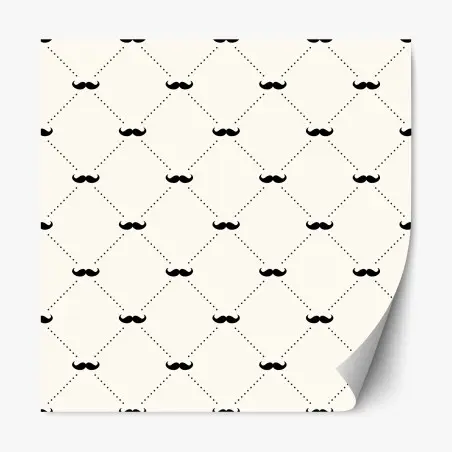 Pegatina reposicionable patrón geométrico de bigotes sobre fondo beige – Pixers®