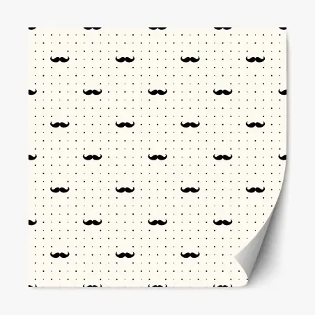 Pegatina reposicionable patrón de bigotes retro con puntos – Pixers®