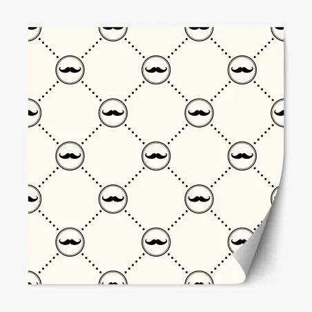 Pegatina reposicionable diseño retro de bigotes en patrón geométrico – Pixers®