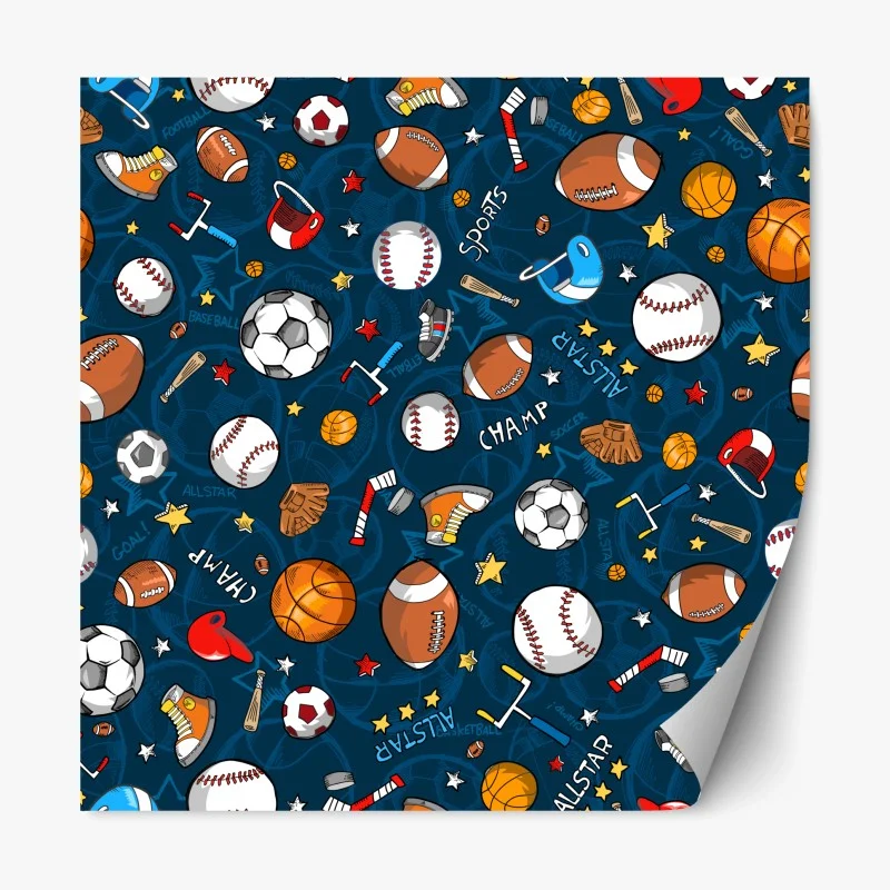 Pegatina reposicionable patrón deportivo colorido para niños