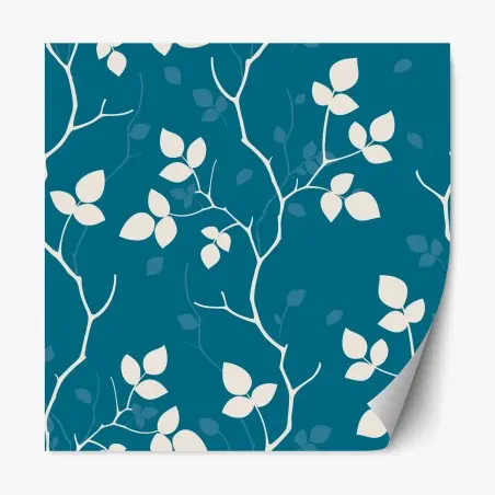 Pegatina reposicionable diseño botánico en azul petróleo y crema – Pixers®