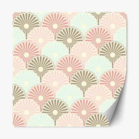 Pegatina reposicionable diseño floral retro en tonos pastel – Pixers®