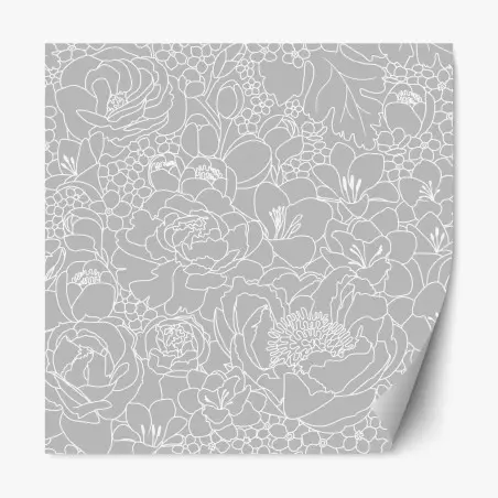 Pegatina reposicionable patrón floral minimalista en tonos grises – Pixers®
