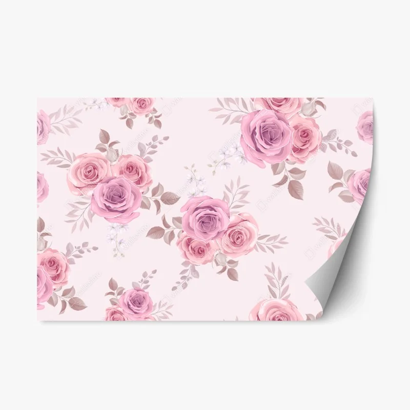 Pegatina reposicionable patrón floral de rosas en tonos pastel