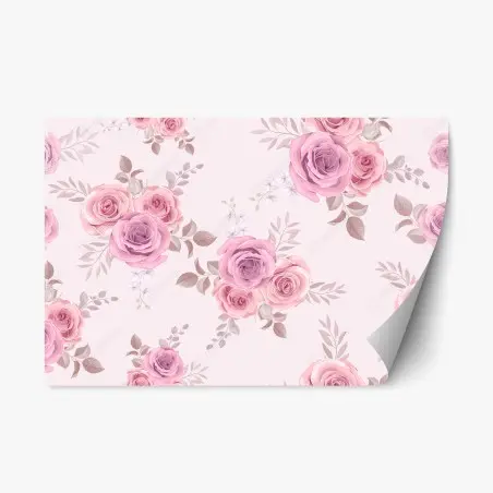 Pegatina reposicionable patrón floral de rosas en tonos pastel – Pixers®