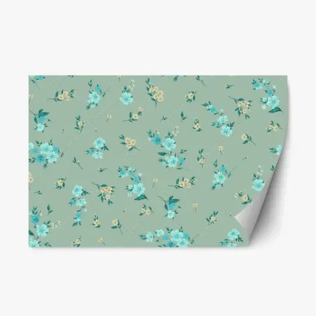 Pegatina reposicionable estampado floral delicado en tonos menta y turquesa – Pixers®