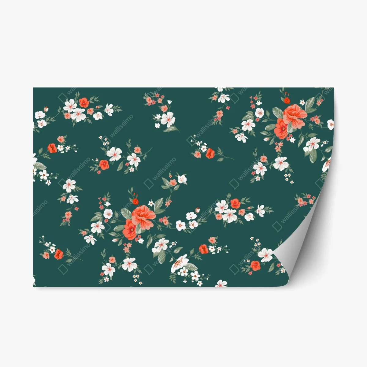 Pegatina reposicionable patrón floral elegante en verde oscuro y coral – Pixers® Pegatina reposicionable patrón floral elegante en verde oscuro y coral – Pixers®