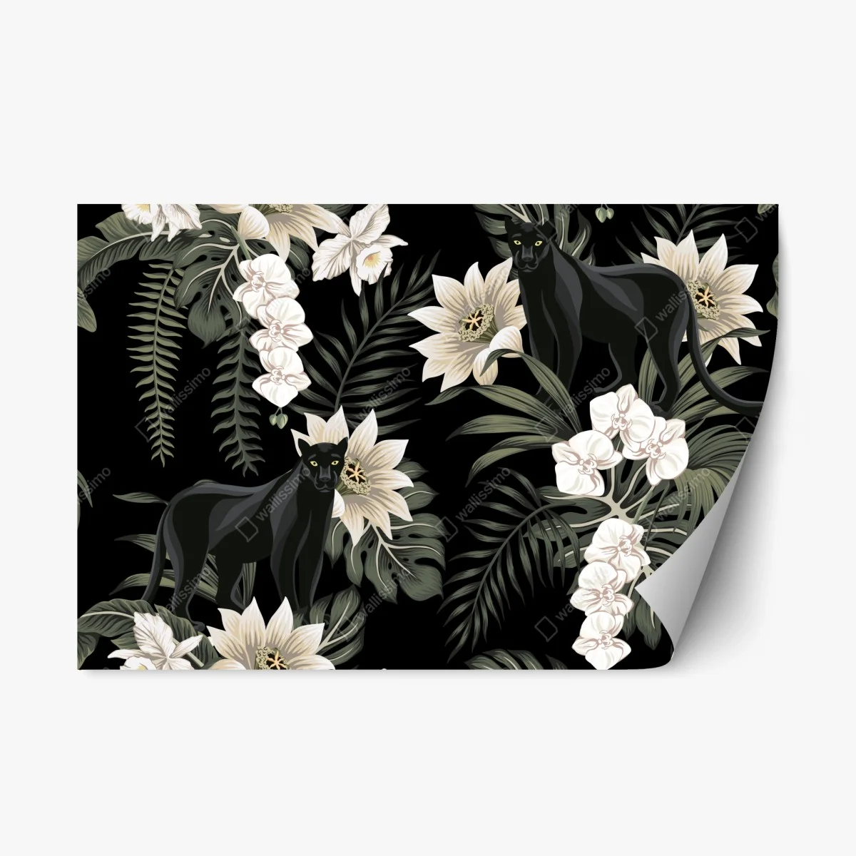 Pegatina reposicionable panteras negras entre orquídeas y hojas tropicales – Pixers® Pegatina reposicionable panteras negras entre orquídeas y hojas tropicales – Pixers®