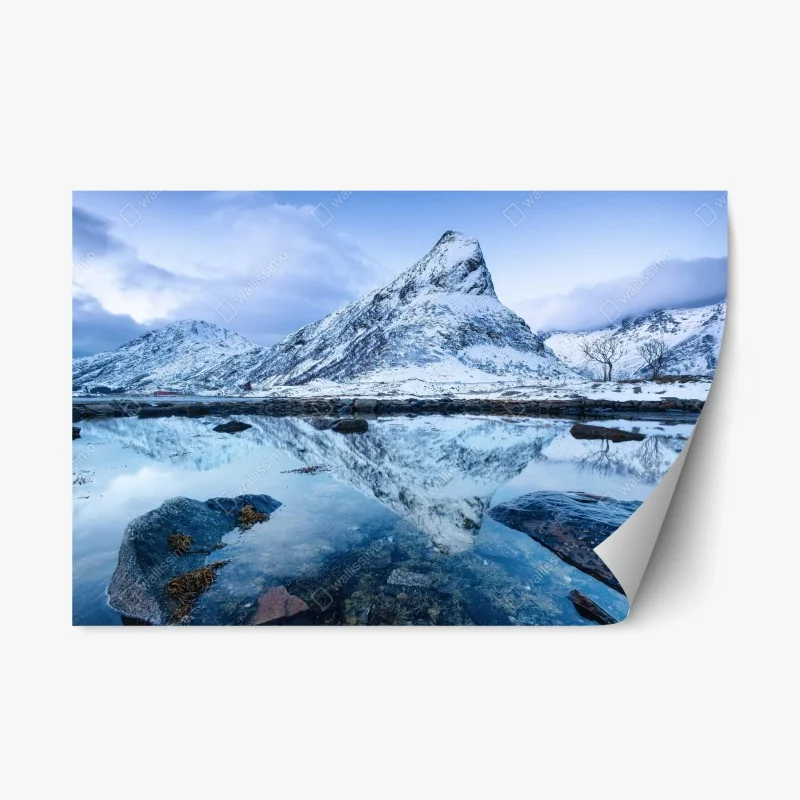 Pegatina reposicionable reflejos nevados en Noruega
