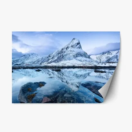 Pegatina reposicionable reflejos nevados en Noruega – Pixers®