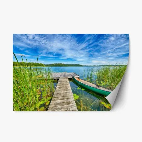 Pegatina reposicionable paisaje lacustre de Masuria, Polonia – Pixers®