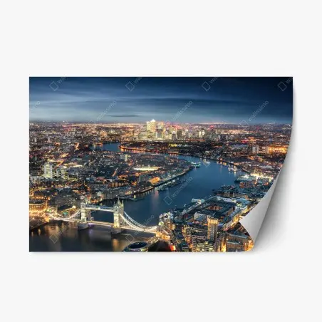 Pegatina reposicionable panorama nocturno de Tower Bridge y el río Támesis, Londres – Pixers®