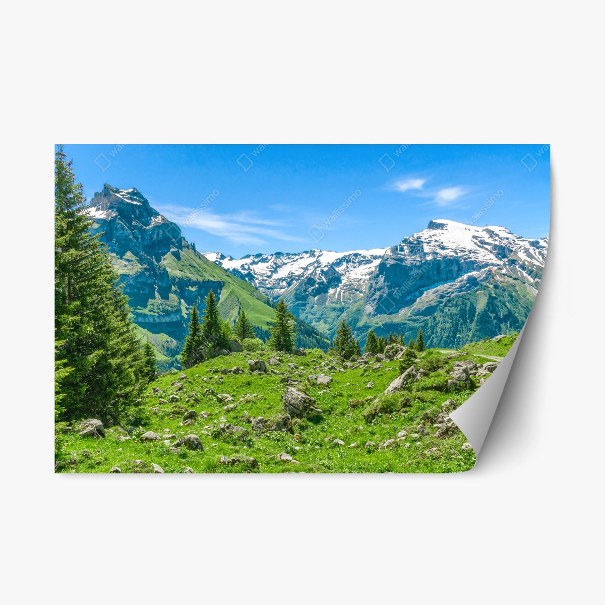 Pegatina reposicionable panorama alpino en Engelberg, Suiza – Pixers®