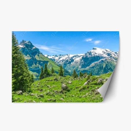Pegatina reposicionable panorama alpino en Engelberg, Suiza – Pixers®