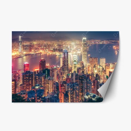 Pegatina reposicionable luces nocturnas de Hong Kong desde Victoria Peak – Pixers®
