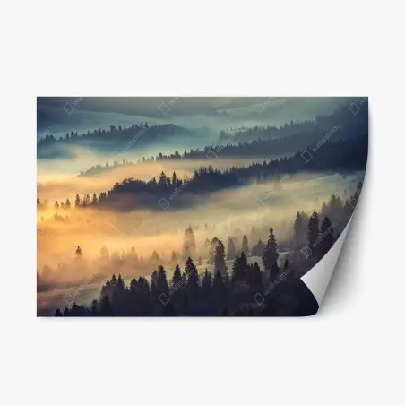 Pegatina reposicionable valle brumoso al amanecer – Pixers®