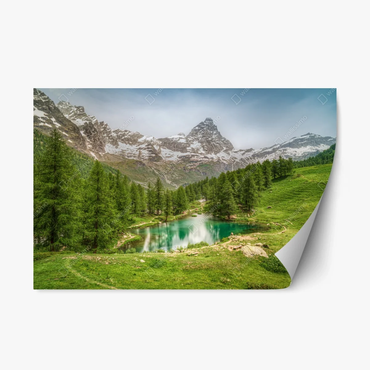 Pegatina reposicionable sereno lago azul en Cervinia, paisaje alpino – Pixers® Pegatina reposicionable sereno lago azul en Cervinia, paisaje alpino – Pixers®