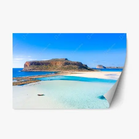 Pegatina reposicionable escena costera de aguas turquesa y playa de arena blanca – Pixers®