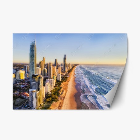 Pegatina reposicionable amanecer sobre Surfers Paradise, Gold Coast – Pixers®