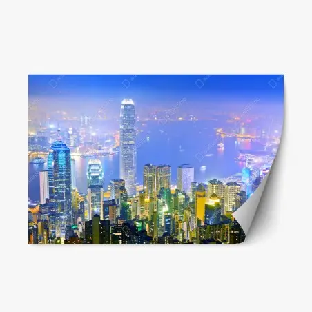 Pegatina reposicionable vistas nocturnas de Hong Kong – Pixers®