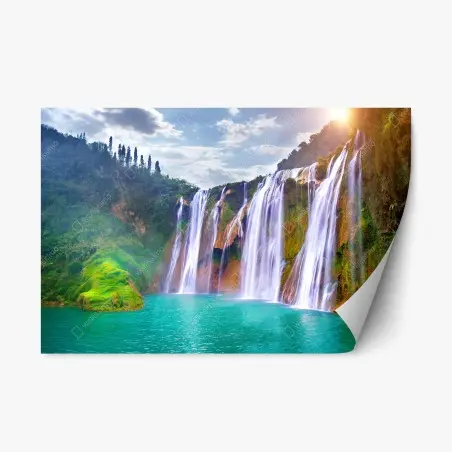 Pegatina reposicionable paisaje sereno de la cascada Jiulong en Luoping, China – Pixers®