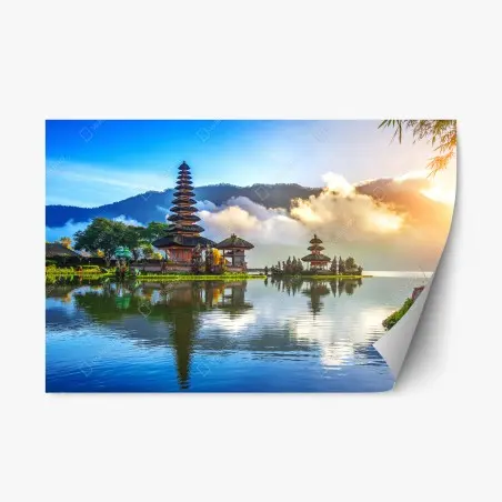Pegatina reposicionable amanecer en Pura Ulun Danu Bratan – Pixers®