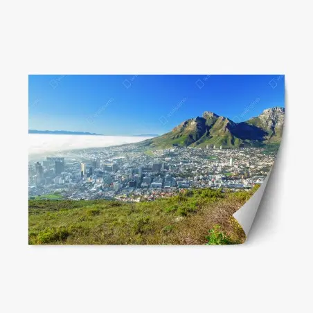 Pegatina reposicionable panorámica de Ciudad del Cabo y montañas costeras – Pixers®