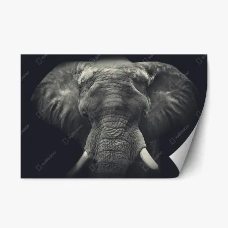 Pegatina reposicionable retrato monocromo de elefante en primer plano – Pixers®