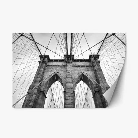 Pegatina reposicionable vista monumental del puente de Brooklyn – Pixers®