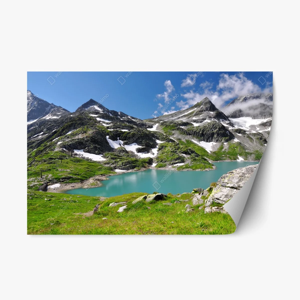 Pegatina reposicionable lago alpino turquesa entre montañas y praderas – Pixers® Pegatina reposicionable lago alpino turquesa entre montañas y praderas – Pixers®