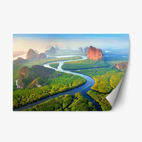 Pegatina reposicionable amanecer sobre Phang Nga, Tailandia – Pixers®